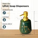 UMAI Liquid Soap Dispenser | Stoneware | Bathroom Sanitizer, Lotion, Shampoo Dispenser | Ceramic Handwash Bottle for Kitchen | Soap Dispenser for Wash Basin | Bathroom Accessories (Pack of 3)